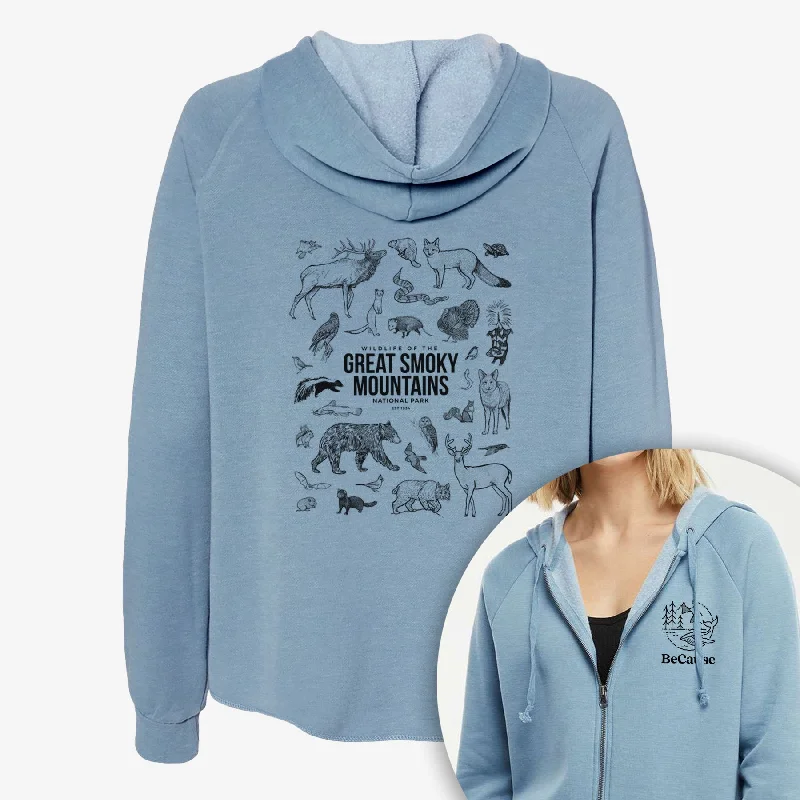 Wildlife of the Great Smoky Mountains National Park - Women's Cali Wave Zip-Up Sweatshirt Soft Sweatshirts for Women