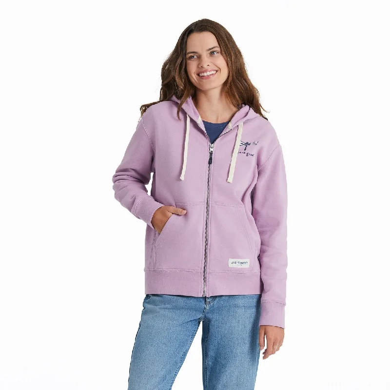 Life is Good Women's Dragonfly Simply True Fleece Zip Hoodie, Violet Purple Women’s Hoodie Sweater