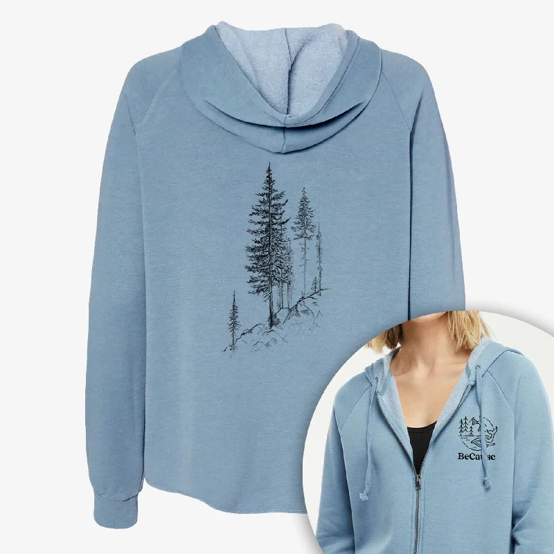 Cliffside Pines - Women's Cali Wave Zip-Up Sweatshirt Printed Hoodies for Women