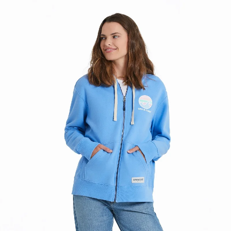 Life is Good Women's Sunset Wave LIG Simply True Fleece Zip Hoodie, Cornflower Blue Cozy Women’s Hoodie