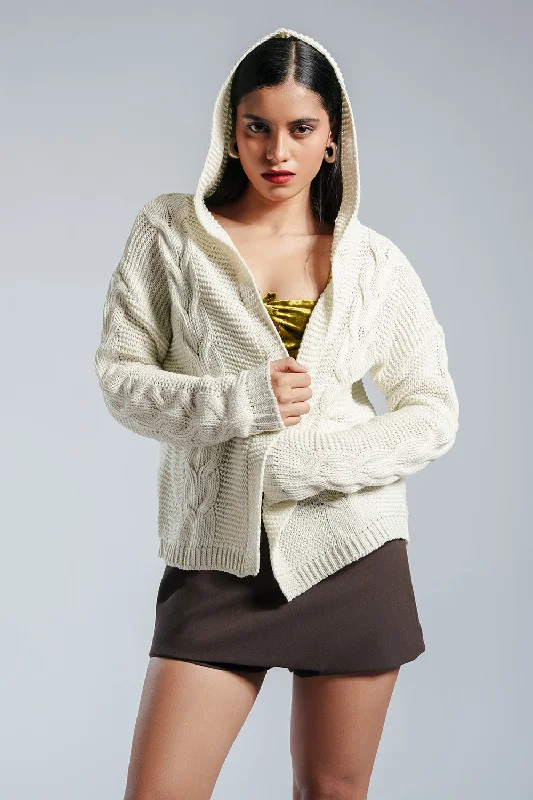 Snow Kissed White Knit Cardigan Women's warm jackets