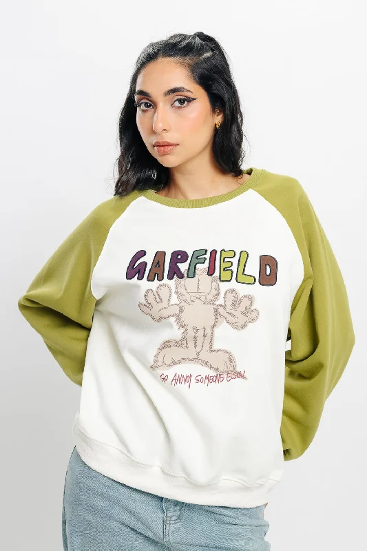 White Garfield Oversized Sweatshirt Women's discounted jackets