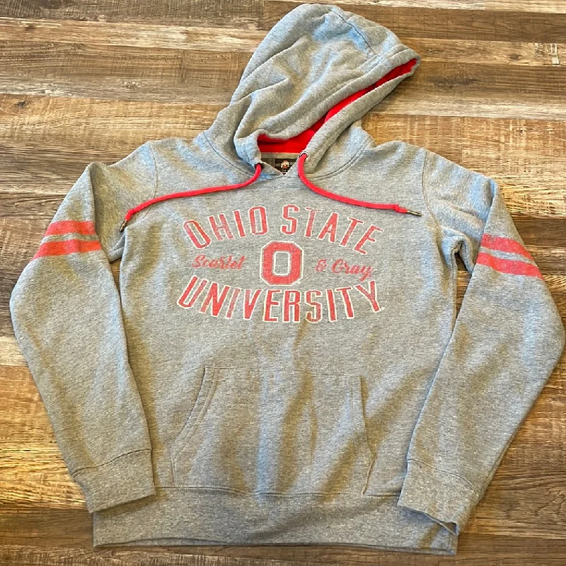 NCAA Ohio State Buckeyes Scarlet & Grey womens hooded Grey sweatshirt size small Soft Hooded Sweatshirt