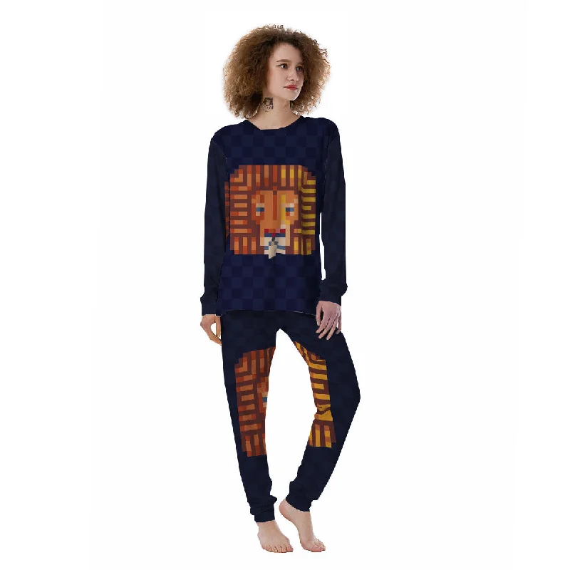 Pixel Leo Print Women's Pajamas Silk pajama sets