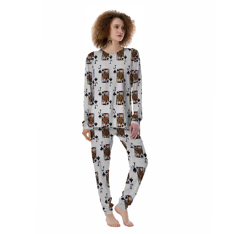 Playing Card Jack Of Clubs Print Pattern Women's Pajamas Best pajama sets for cold weather