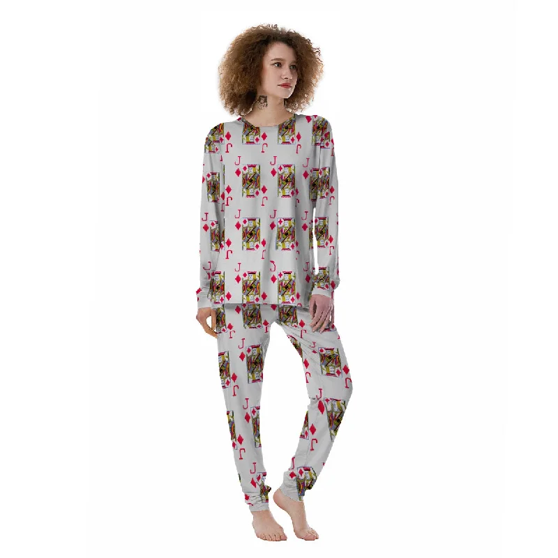 Playing Card Jack Of Diamonds Print Pattern Women's Pajamas Designer pajama sets