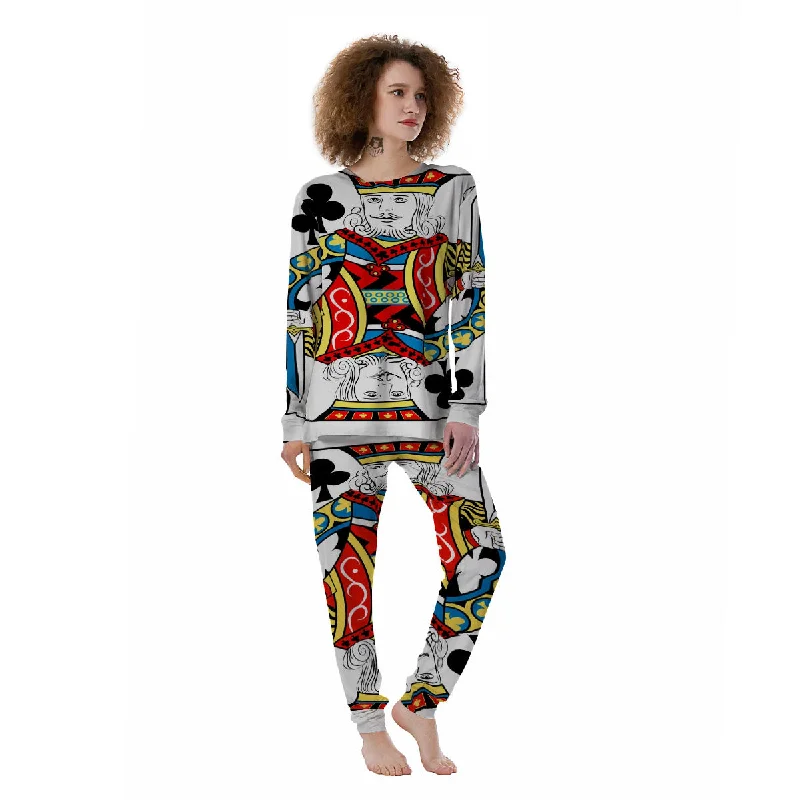 Playing Card King Of Clubs Print Women's Pajamas Work-from-home pajama sets