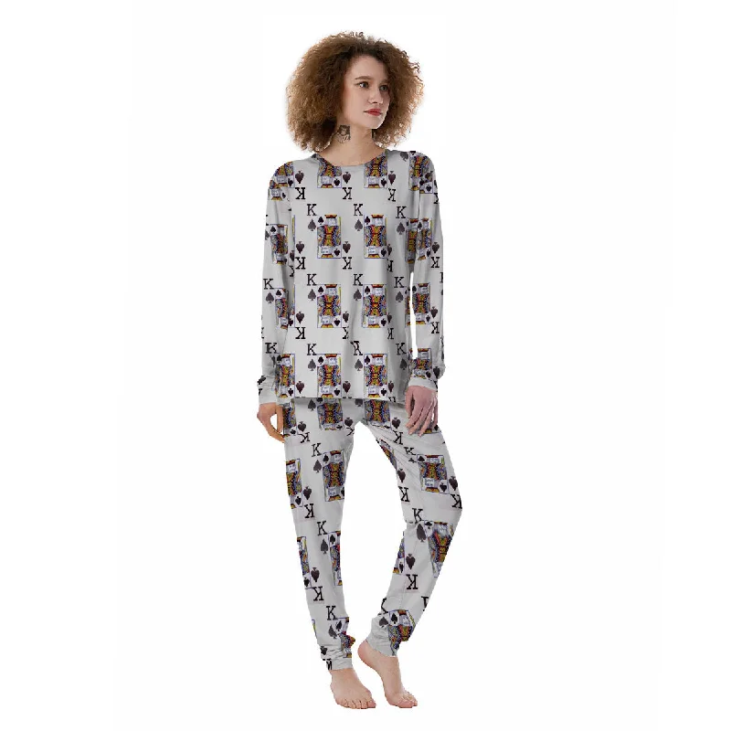 Playing Card King Of Spades Print Pattern Women's Pajamas Sleeveless pajama sets