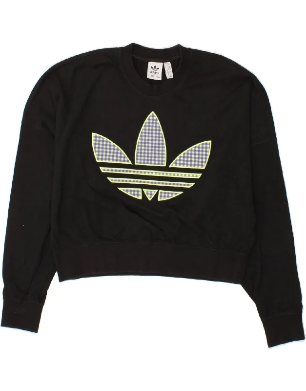 ADIDAS Womens Crop Graphic Sweatshirt Jumper UK 6 XS  Black Discounted sweaters