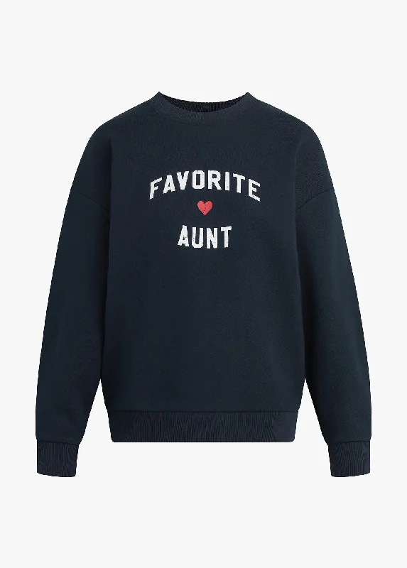 Favorite Daughter Favorite Aunt Heart Logo Sweatshirt, Navy Christmas sweaters