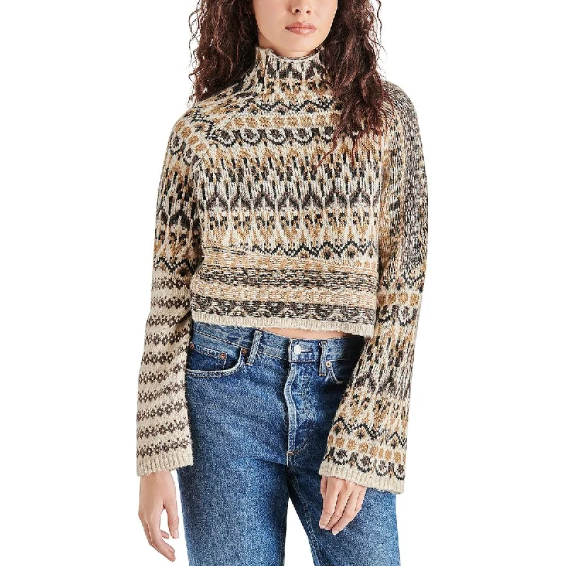 Indie Womens Wool Blend Fair Isle Mock Turtleneck Sweater Elegant sweaters