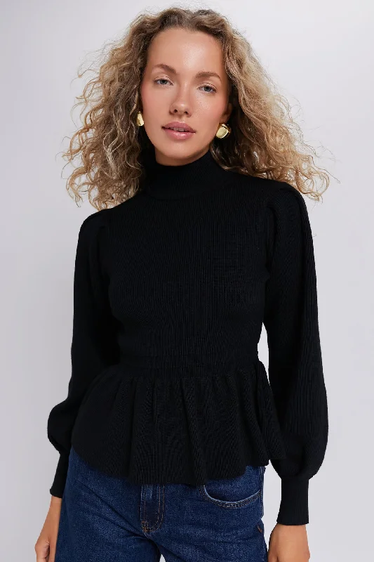 Black Peplum Peggy Sweater Affordable sweaters