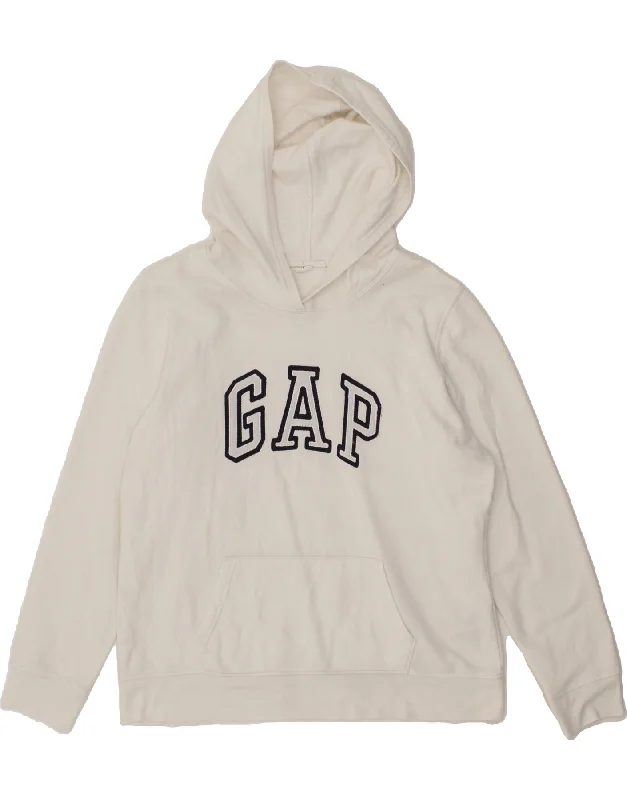 GAP Womens Graphic Hoodie Jumper UK 16 Large White Outdoor sweaters