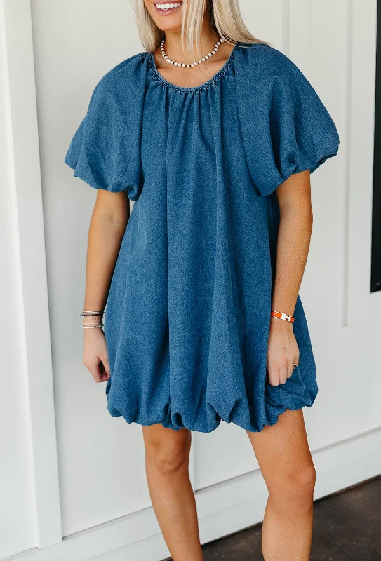 Blue Skies Mini Dress - Denim Velvet mini dresses