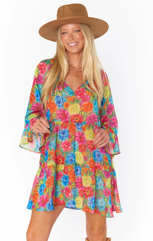 Viola Mini Dress ~ Bright Floral Soiree Beach mini dresses