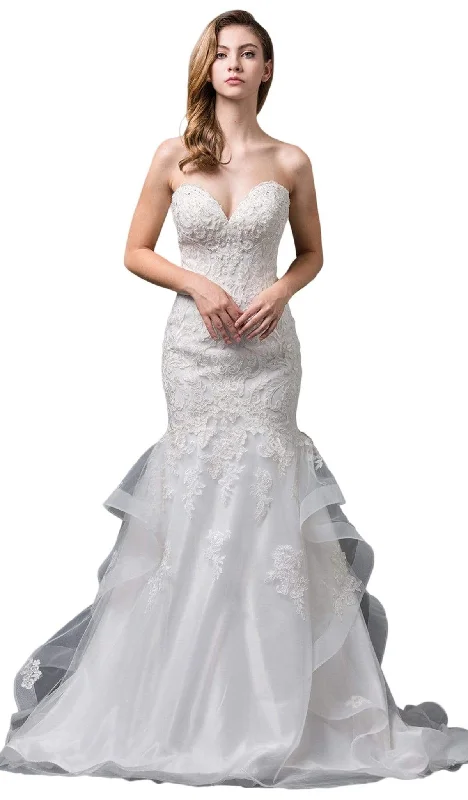 Dancing Queen Bridal - 83 Strapless Embroidered Sweetheart Mermaid Gown Beaded Bridal Gown