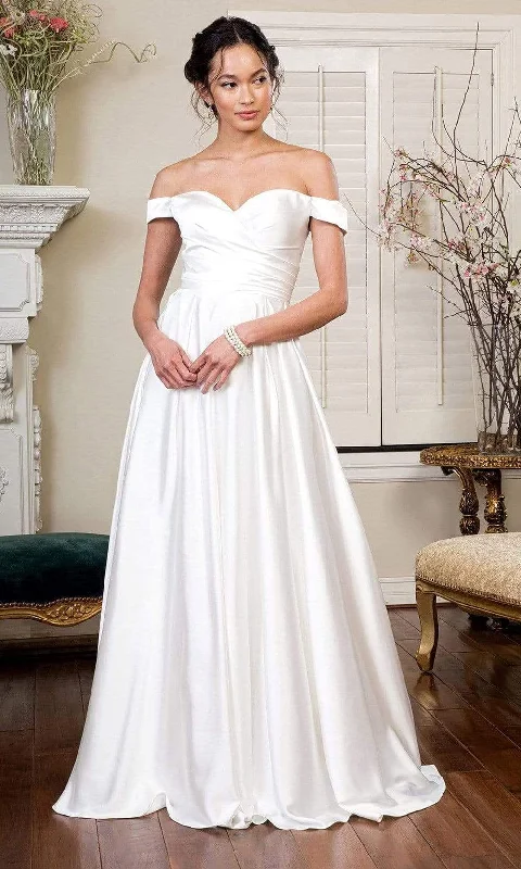 Elizabeth K - GL1908 Off Shoulder Satin Bridal Dress Lace A-line Dress