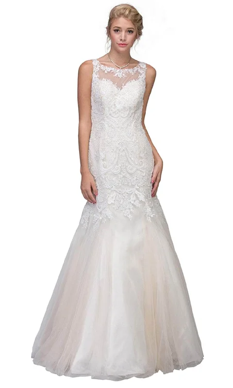 Eureka Fashion 6701 - Bateau Neck Embroidered Bridal Gown Off-shoulder Bridal Dress