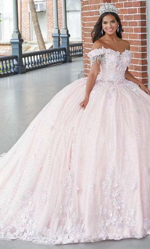 Quinceanera Collection 26051 - Fringe Off Shoulder Glittered Ballgown A-line Bridal Dress