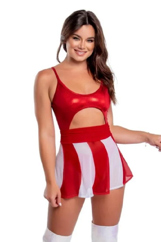 CH336 - Candy Cane Mesh Skater Skirt***25%OFF Slit unclassified skirts