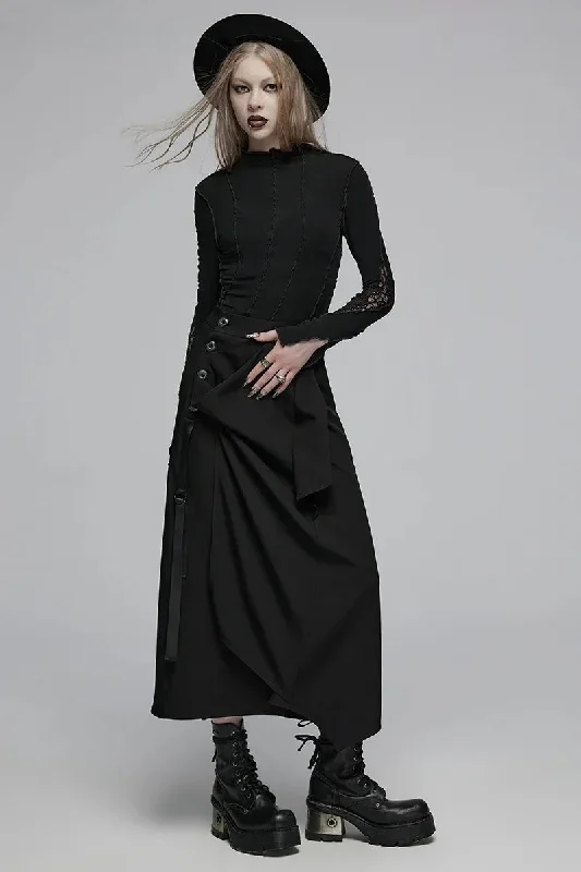 Women's Irregular Casual Waisted High Daily Black Deconstructed Medium Loose Skirt Bright color unclassified skirts