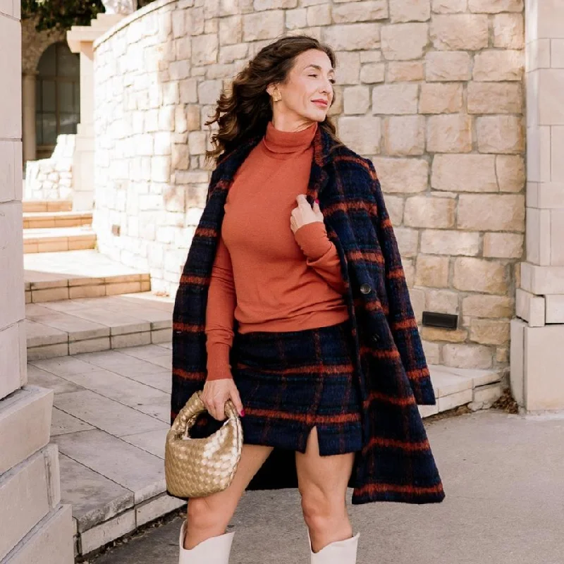 Perfection in Navy Plaid Wool Skirt Earthy tone unclassified skirts