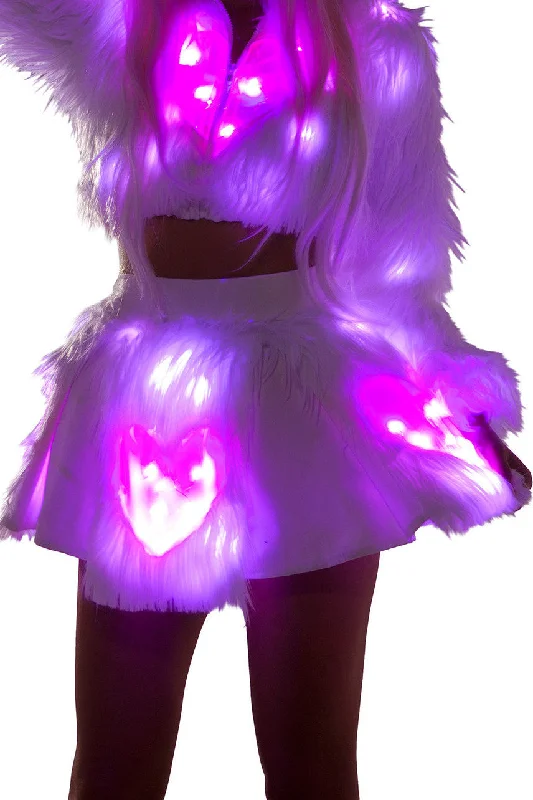 RB301 - Light-Up Pink Heart White Shag Skirt***40% OFF*** Mesh unclassified skirts