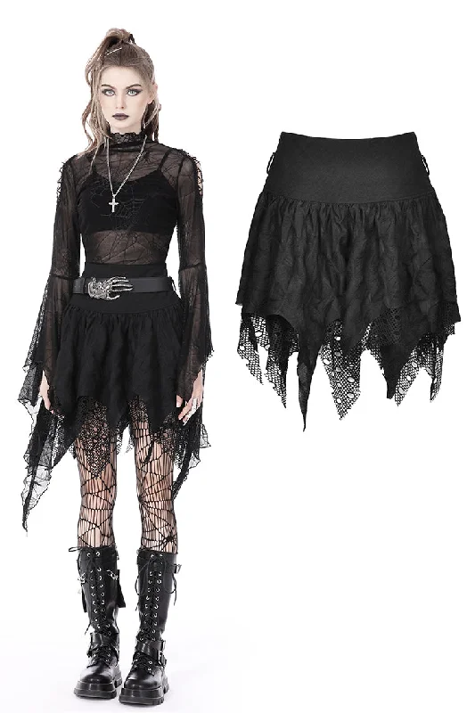 Rocker irregular messy hem skirt KW259 Side-tie unclassified skirts