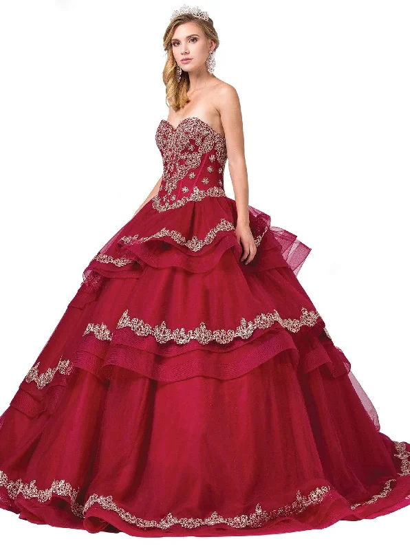 Dancing Queen - 1372 Gilt-Appliqued Corset Bodice Tiered Ballgown Best party dresses for tall women