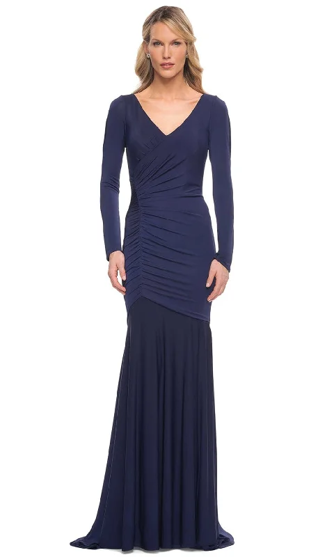 La Femme 30010 - Ruched Jersey Long Sleeve Mother of the Bride Dress Discounted maxi dresses