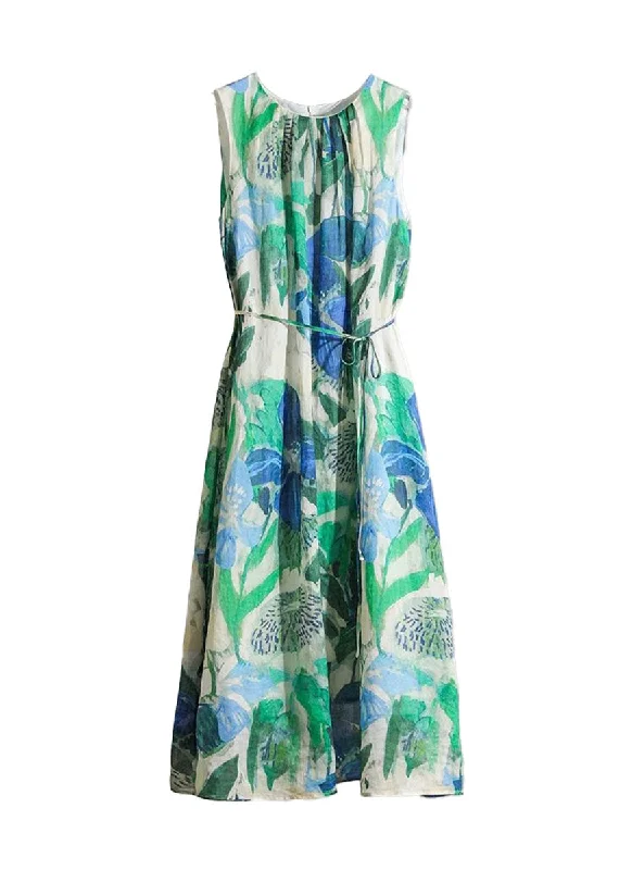 8240031 Floral Printed Ramie Sleeveless Dress *Preorder Anniversary floral dresses