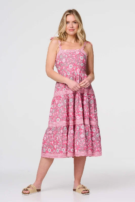 Floral Sleeveless Tiered Sun Dress Smocked floral dresses