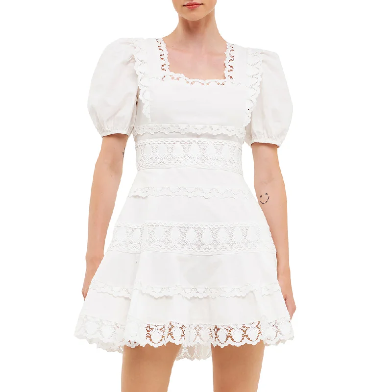 Multi Lace Linen Mini Dress Flirty Mini Skirt