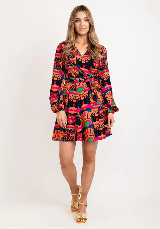 Never Fully Dressed Printed Mini Wrap Dress, Multi Simple Mini Skirt