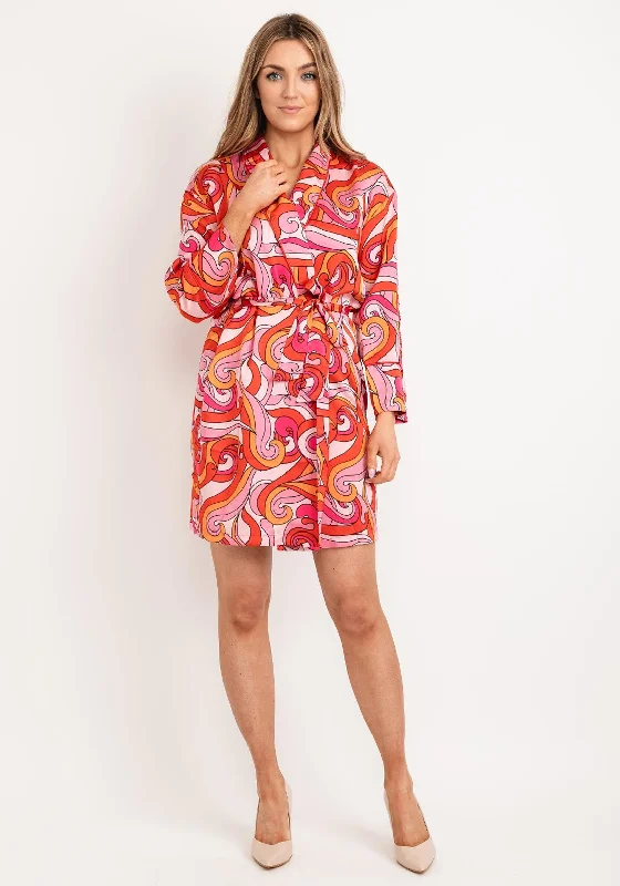 Never Fully Dressed Swirl Mini Wrap Dress, Pink Multi Stylish Mini Skirt