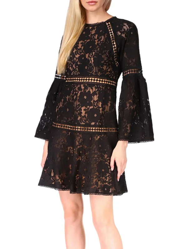 Womens Lace Mini Fit & Flare Dress Fitted Mini Skirt