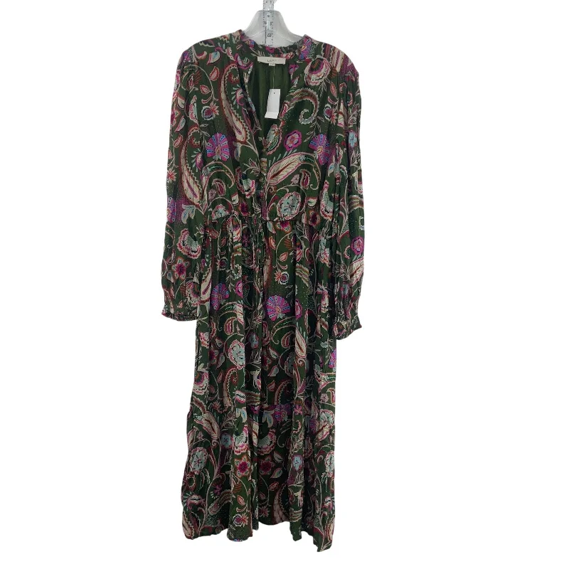 Ann Taylor LOFT Women's Paisley Print Green/Pink Maxi Dress XL NWT Viscose Ruffle Maxi Skirt