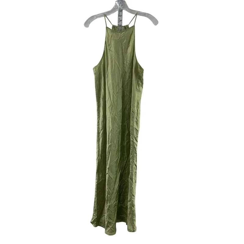 Babaton Green Long Women's Halter Style Slip Dress Acetate Size L Preowned Sexy Maxi Skirt