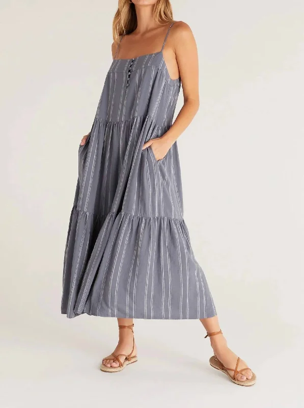 Waverly Stripe Maxi Dress In Worn Indigo Vintage Maxi Skirt