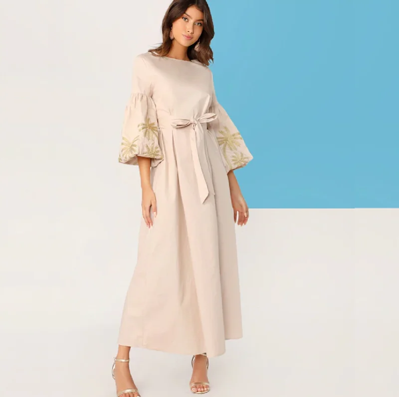 Women's Spring/Autumn Long-Sleeve Long Dress Full Maxi Skirt