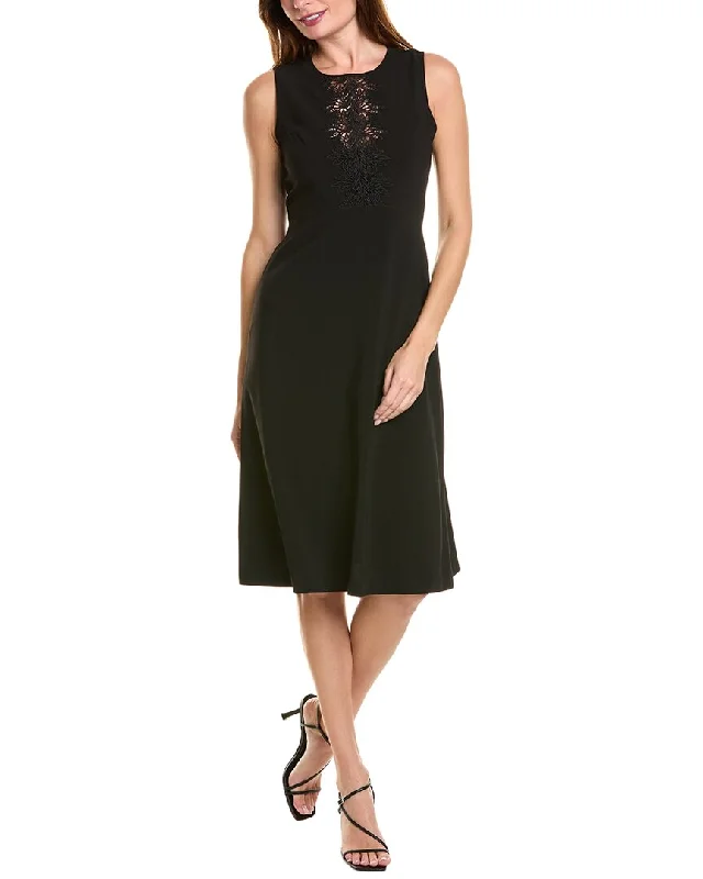 Elie Tahari Lace Applique Midi Dress Boho Midi Skirt