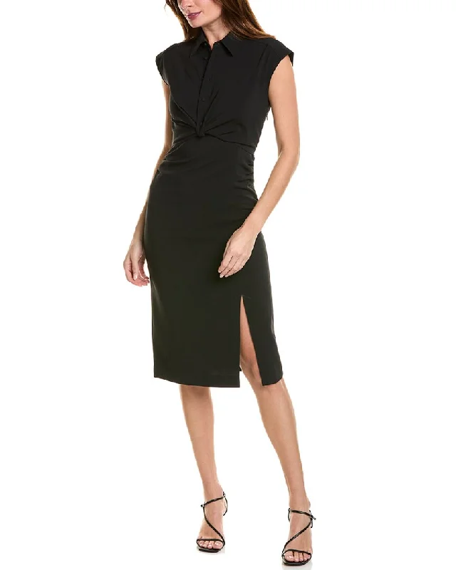 Elie Tahari Twisted Bodice Midi dress Cozy Midi Dress