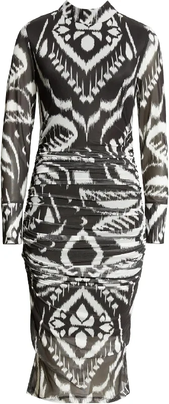 Farm Rio Women's Tulle Midi Dress, Pineapple Ikat Black Bodycon Midi Skirt